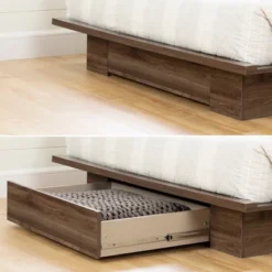 Full/Queen Lensky Platform Bed With Drawer Natural Walnut - South Shore -Famous Furniture Store GUEST 8521e419 256d 4ecb a609 6b0222234d52