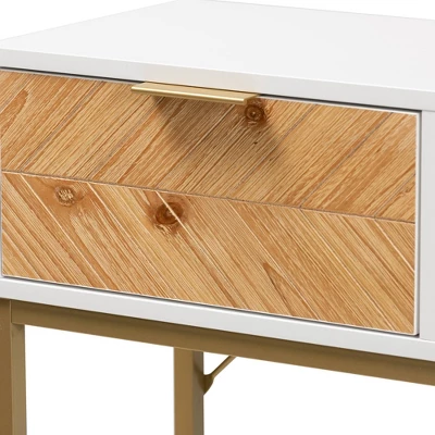 Giona Two-Tone Wood And Metal 1 Drawer Console Table White/Gold - Baxton Studio 7 Giona Two-Tone Wood And Metal 1 Drawer Console Table White/Gold - Baxton Studio - Image 5