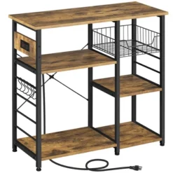 Yaheetech Vintage Kitchen Island Baker's Rack With Power Outlet Utility Microwave Stand -Famous Furniture Store GUEST 854a9814 926a 46cb b221 f970278fd6df