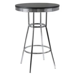 3pc Summit Bar Height Dining Sets With Swivel Stools Black/Bright Chrome - Winsome