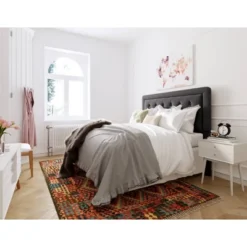 King Amery Tufted Upholstered Headboard Charcoal - Adore Decor