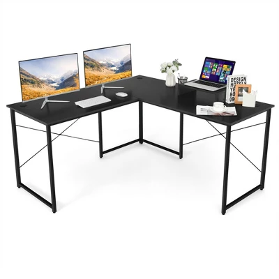 Costway L-Shaped Reversible Computer Desk 2-Person Long Table W/Monitor Stand 13 Costway L-Shaped Reversible Computer Desk 2-Person Long Table W/Monitor Stand - Image 11