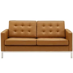 Loft Tufted Upholstered Faux Leather Loveseat Silver/Tan - Modway -Famous Furniture Store GUEST 8710c507 681e 42f6 a4d0 726249f129bd