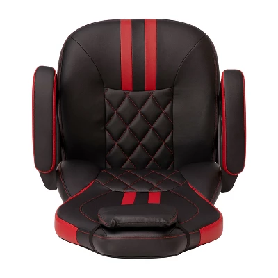 Emma And Oliver Ergonomic High Back Swivel Gaming Chair With Diamond Stitch Black Faux Leather Upholstery With Red Accent Stripes, Padded Arms 15 Emma And Oliver Ergonomic High Back Swivel Gaming Chair With Diamond Stitch Black Faux Leather Upholstery With Red Accent Stripes, Padded Arms - Image 13