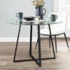 36'' Hana Glass Top Modern Round Dining Table Pedestal Black Leg-The Pop Maison -Famous Furniture Store GUEST 8797a046 77a7 4bb3 8f49 a780da02ec6f