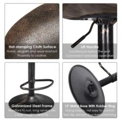 Costway Set Of 4 Adjustable Retro Swivel Bar Stools W/ Backrest & Footrest Brown -Famous Furniture Store GUEST 87b49bf3 307d 44cb b45a be84870dc014