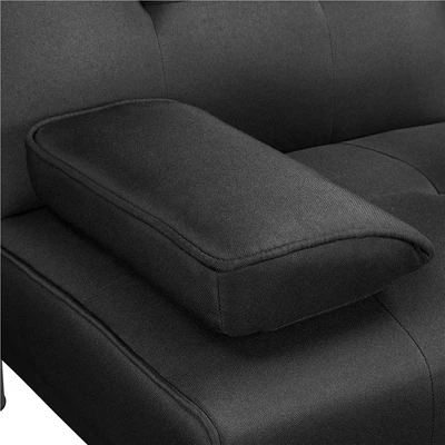 Yaheetech Convertible Futon Sofa Bed Tufted Fabric Futon With Cupholders And Pillows 9 Yaheetech Convertible Futon Sofa Bed Tufted Fabric Futon With Cupholders And Pillows - Image 7