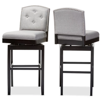 Set Of 2 Ginaro Modern And Contemporary Fabric Button Tufted Upholstered Swivel Barstools - Gray - Baxton Studio 4 Set Of 2 Ginaro Modern And Contemporary Fabric Button Tufted Upholstered Swivel Barstools - Gray - Baxton Studio - Image 2