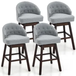 Costway Set Of 4 Swivel Bar Stools Tufted Bar Height Pub Chairs With Rubber Wood Legs Grey/Beige 19 Costway Set Of 4 Swivel Bar Stools Tufted Bar Height Pub Chairs With Rubber Wood Legs Grey/Beige -Famous Furniture Store GUEST 8939b8a3 c66b 4810 a7ea 7f323124a6c8