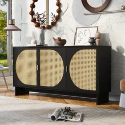 Modern Storage Cabinet With Rattan Door And Adjustable Shelves, Accent Cabinet Buffet Cabinet For Living Room-ModernLuxe -Famous Furniture Store GUEST 89540e24 7106 48a5 9d2e 665c8ac71972