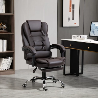 HOMCOM High-Back Executive Office Chair With Footrest, PU Leather Computer Chair With Reclining Function And Armrest, Ergonomic Office Chair, Coffee 4 HOMCOM High-Back Executive Office Chair With Footrest, PU Leather Computer Chair With Reclining Function And Armrest, Ergonomic Office Chair, Coffee - Image 2