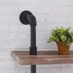 Modern Industrial 6-Tier Iron Pipe Wall Mount Ladder Shelf Distressed Wood - Danya B. -Famous Furniture Store GUEST 89e1343f dc4e 47ec ae73 749041b07608