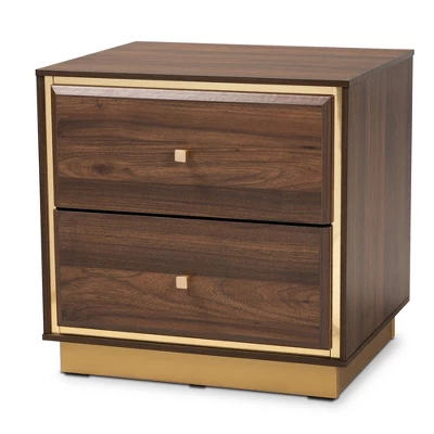Cormac Wood And Metal 2 Drawer Nightstand - Baxton Studio 3 Cormac Wood And Metal 2 Drawer Nightstand - Baxton Studio