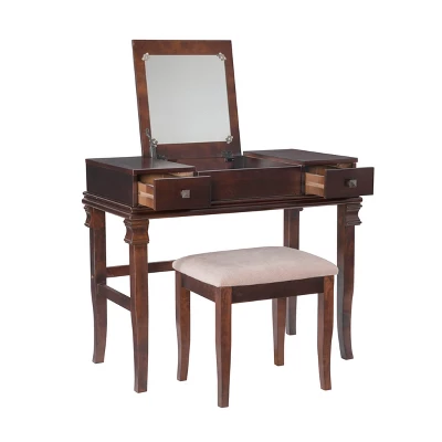 Home Angela Vanity Set Walnut - Linon 5 Home Angela Vanity Set Walnut - Linon - Image 3