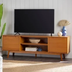 Solid Wood Mid-Century Modern TV Stand For TVs Up To 80" - Saracina Home 33 Solid Wood Mid-Century Modern TV Stand For TVs Up To 80" - Saracina Home -Famous Furniture Store GUEST 8b7506fc 5e20 44b3 838f e44d2919b468
