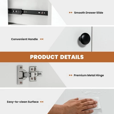 Costway Kitchen Storage Cabinet 2 Drawer Sideboard Floor Cupboard With Adjustable Shelves 10 Costway Kitchen Storage Cabinet 2 Drawer Sideboard Floor Cupboard With Adjustable Shelves - Image 8