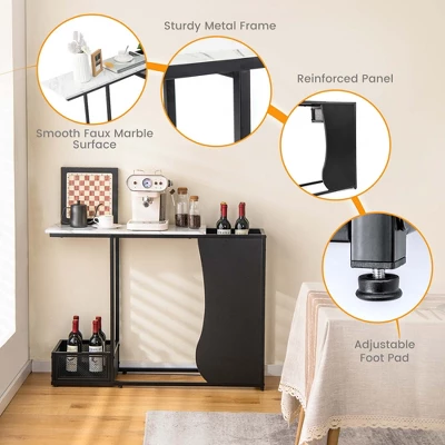 Costway 43.5'' Console Table With Faux Marble Top & 2 Storage Compartments Entryway Hallway 9 Costway 43.5'' Console Table With Faux Marble Top & 2 Storage Compartments Entryway Hallway - Image 7