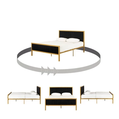 Queen Flam Upholstered Metal Bed - South Shore 10 Queen Flam Upholstered Metal Bed - South Shore - Image 8