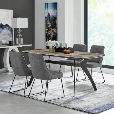 5pc Andes And Quartz Rectangular Dining Set Gray - Armen Living 2 5pc Andes And Quartz Rectangular Dining Set Gray - Armen Living