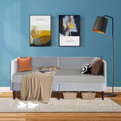 Costway Twin Daybed Upholstered Linen Wooden Sofa Bed Frame Heavy Duty Living Room Grey -Famous Furniture Store GUEST 8d9af4f7 571f 4cbf a659 bbd37d2471d7