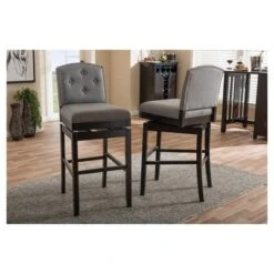 Set Of 2 Ginaro Modern And Contemporary Fabric Button Tufted Upholstered Swivel Barstools - Gray - Baxton Studio 7 Set Of 2 Ginaro Modern And Contemporary Fabric Button Tufted Upholstered Swivel Barstools - Gray - Baxton Studio -Famous Furniture Store GUEST 8da47b1b 941b 4fe9 ad45 242f04dda57b