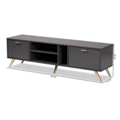 Kelson Wood TV Stand For TVs Up To 55" Dark Gray/Gold - Baxton Studio -Famous Furniture Store GUEST 8daa77b0 01e9 47a6 b3ef 0595c968315a