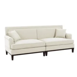 81.8" Upholstered Country Loveseat Sofa With Wooden Legs And Two Throw Pillows-ModernLuxe -Famous Furniture Store GUEST 8dd9503c 0fea 45db b6ae 3bce939e1f37