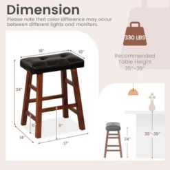 Costway Set Of 2 Upholstered Barstools 24''/29'' Backless Rubberwood Dining Chairs Black&Brown 13 Costway Set Of 2 Upholstered Barstools 24''/29'' Backless Rubberwood Dining Chairs Black&Brown -Famous Furniture Store GUEST 8e3bd29f 4efa 432f 9f4e 159128836786