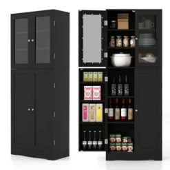 Costway Tall Storage Cabinet Kitchen Pantry Cupboard With Tempered Glass Doors & Shelves Black/White 22 Costway Tall Storage Cabinet Kitchen Pantry Cupboard With Tempered Glass Doors & Shelves Black/White -Famous Furniture Store GUEST 8e6ae886 1580 4df3 82ff f5ffebea34d5