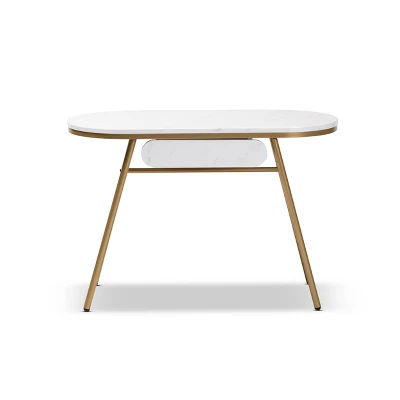 Mabel Metal Console Table With Faux Marble Tabletop Gold - Baxton Studio 4 Mabel Metal Console Table With Faux Marble Tabletop Gold - Baxton Studio - Image 2