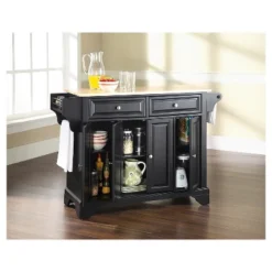 LaFayette Natural Wood Top Kitchen Island - Black - Crosley 11 LaFayette Natural Wood Top Kitchen Island - Black - Crosley -Famous Furniture Store GUEST 8f25656a 1350 4e63 b1da e8b641b741fb