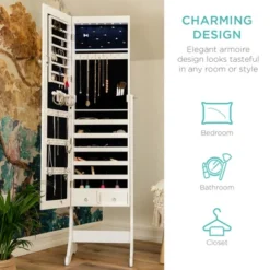 Best Choice Products 6-Tier Standing Mirror Lockable Storage Organizer Cabinet Armoire W/ LED Lights -Famous Furniture Store GUEST 8f8ec242 b1e6 4edc 95dc 50c3a5496937