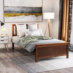 Twin Size Wood Platform Bed With Headboard, Footboard And Wood Slat Support-ModernLuxe -Famous Furniture Store GUEST 9093052e bbbc 451b a73b 3a162d038cc4