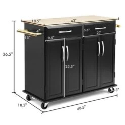 Costway Rolling Kitchen Trolley Island Black Cart Wood Top Storage Cabinet Utility W/ Drawers 12 Costway Rolling Kitchen Trolley Island Black Cart Wood Top Storage Cabinet Utility W/ Drawers -Famous Furniture Store GUEST 90fd7b9c bd77 4c0c a757 a62eb94c0d34