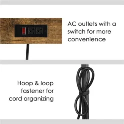 Yaheetech 5-Tier 56" H Baker’s Rack With Wire Basket & Power Outlets, Rustic Brown -Famous Furniture Store GUEST 914a69db e2fd 4c7b b7ca f7920bd901a2