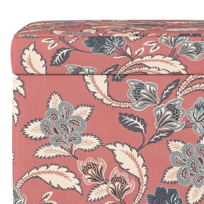 Storage Ottomans Faded Red Floral - Skyline Furniture 3 Storage Ottomans Faded Red Floral - Skyline Furniture - Image 2
