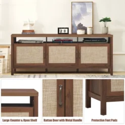Costway TV Stand Entertainment Media Center For TV's Up To 65'' W/ Rattan Doors -Famous Furniture Store GUEST 91a84bb4 fb07 40e0 99dc 433a11085dc2