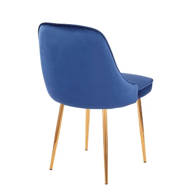 Set Of 2 Marcel Contemporary Dining Chair Gold/Blue Velvet - LumiSource 5 Set Of 2 Marcel Contemporary Dining Chair Gold/Blue Velvet - LumiSource - Image 3