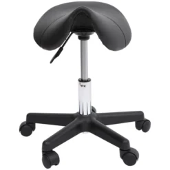 HOMCOM Rolling Saddle Stool, Swivel Salon Chair, Ergonomic Faux Leather Stool, Adjustable Height With Wheels For Spa, Salon, Massage, Office, Black -Famous Furniture Store GUEST 9219fda8 a2b3 408c 9973 240bcb51b251