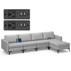 Costway Modular L-shaped Sectional Sofa W/ Reversible Chaise & 4 USB Ports 23 Costway Modular L-shaped Sectional Sofa W/ Reversible Chaise & 4 USB Ports -Famous Furniture Store GUEST 931b2a1a 7c38 4dc9 828e 312e67ec42c7