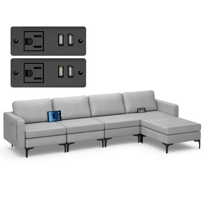 Costway Modular L-shaped Sectional Sofa W/ Reversible Chaise & 4 USB Ports 13 Costway Modular L-shaped Sectional Sofa W/ Reversible Chaise & 4 USB Ports - Image 11