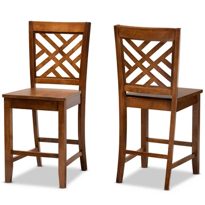 2pc Caron Wood Counter Stool Set - Baxton Studio 9 2pc Caron Wood Counter Stool Set - Baxton Studio - Image 7