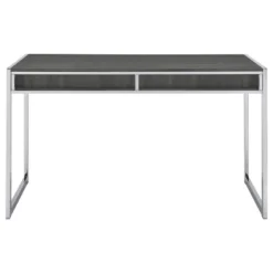 Wallice 2 Drawer Writing Desk With Chrome Base Weathered Gray - Coaster -Famous Furniture Store GUEST 935164da 7616 4742 ae89 74ae6315084d