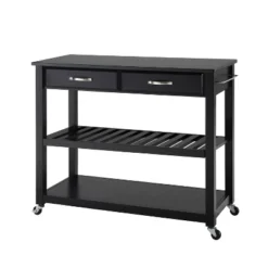 Black Granite Top Kitchen Prep Cart Black - Crosley -Famous Furniture Store GUEST 937e5b53 d746 440a a317 e1f4c2713f71