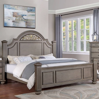 3pc Pennings Traditional Bed Set With 2 Nightstands Gray - HOMES: Inside + Out 4 3pc Pennings Traditional Bed Set With 2 Nightstands Gray - HOMES: Inside + Out - Image 2