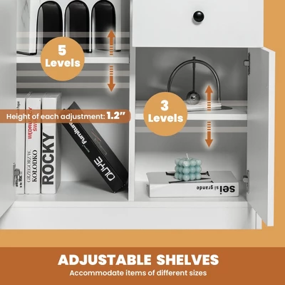 Costway Kitchen Storage Cabinet 2 Drawer Sideboard Floor Cupboard With Adjustable Shelves 7 Costway Kitchen Storage Cabinet 2 Drawer Sideboard Floor Cupboard With Adjustable Shelves - Image 5