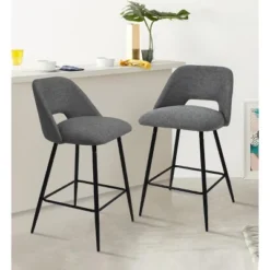 26.5" Edwin Upholstered Counter Height Stool (Set Of 2) Black Leg-The Pop Maison -Famous Furniture Store GUEST 948cca3a 3cb7 4548 9db7 0ec30eb43362