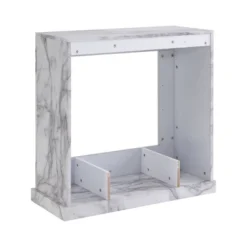 Dridun Faux Marble Fireplace White/Gray - Aiden Lane -Famous Furniture Store GUEST 94a14bb9 618d 4a4b 9482 208c9d0f127b