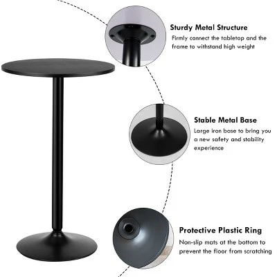 Costway Set Of 2 Round Pub Table 24" Bistro Bar Height Cocktail Table W/Metal Base Black 9 Costway Set Of 2 Round Pub Table 24" Bistro Bar Height Cocktail Table W/Metal Base Black - Image 7