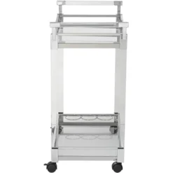 Studio 55D Rossi 32 3/4" Wide Clear Acrylic And Chrome Rolling Serving Bar Cart -Famous Furniture Store GUEST 950fd11e a99a 414d b644 7033c1f5c082
